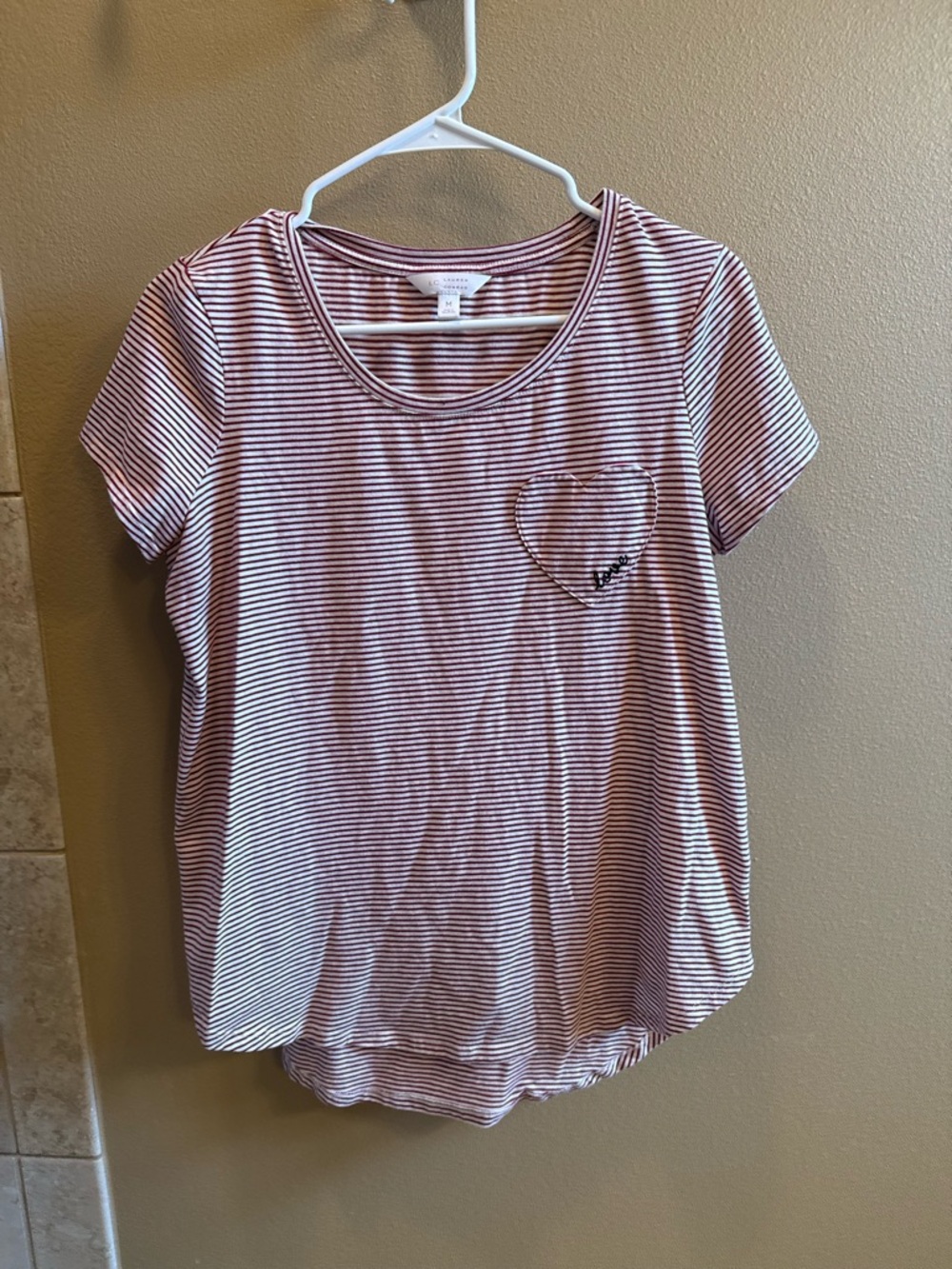 LC Lauren Conrad Red and White Striped Short Sleeve Tee